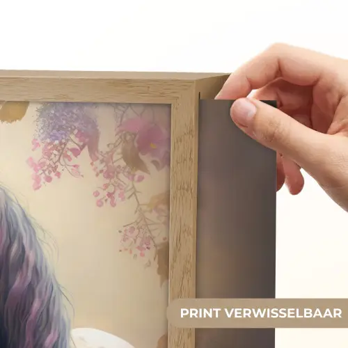 Paard - Natuur - Dieren - Bloemen - Paars Light Box met batterij (Wandlamp kind) middel -USP_websiteprintNL