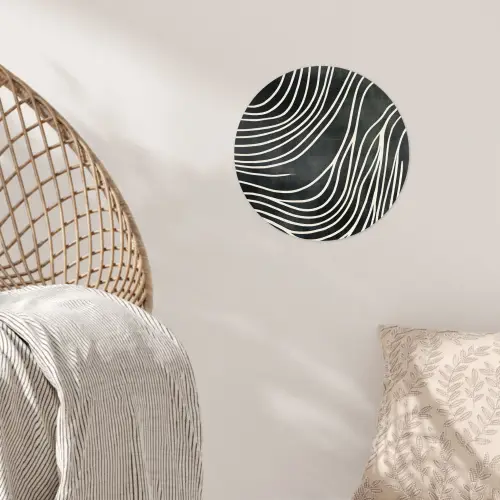 Lijnen - Patroon - Abstract - Wit Wandcirkel behangsticker klein -sfeer4