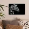 Zebra - Zwart - Wit - Portret - Dieren canvas 2cm klein -sfeer1