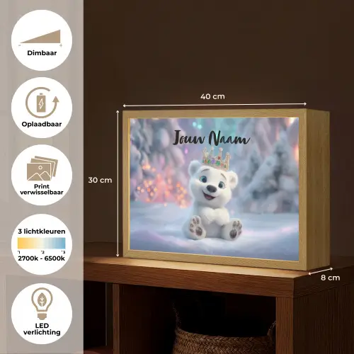 Ijsbeer - Kroon - Winter Light Box met batterij (Wandlamp kind) middel -USP_websiteoverzichtNL