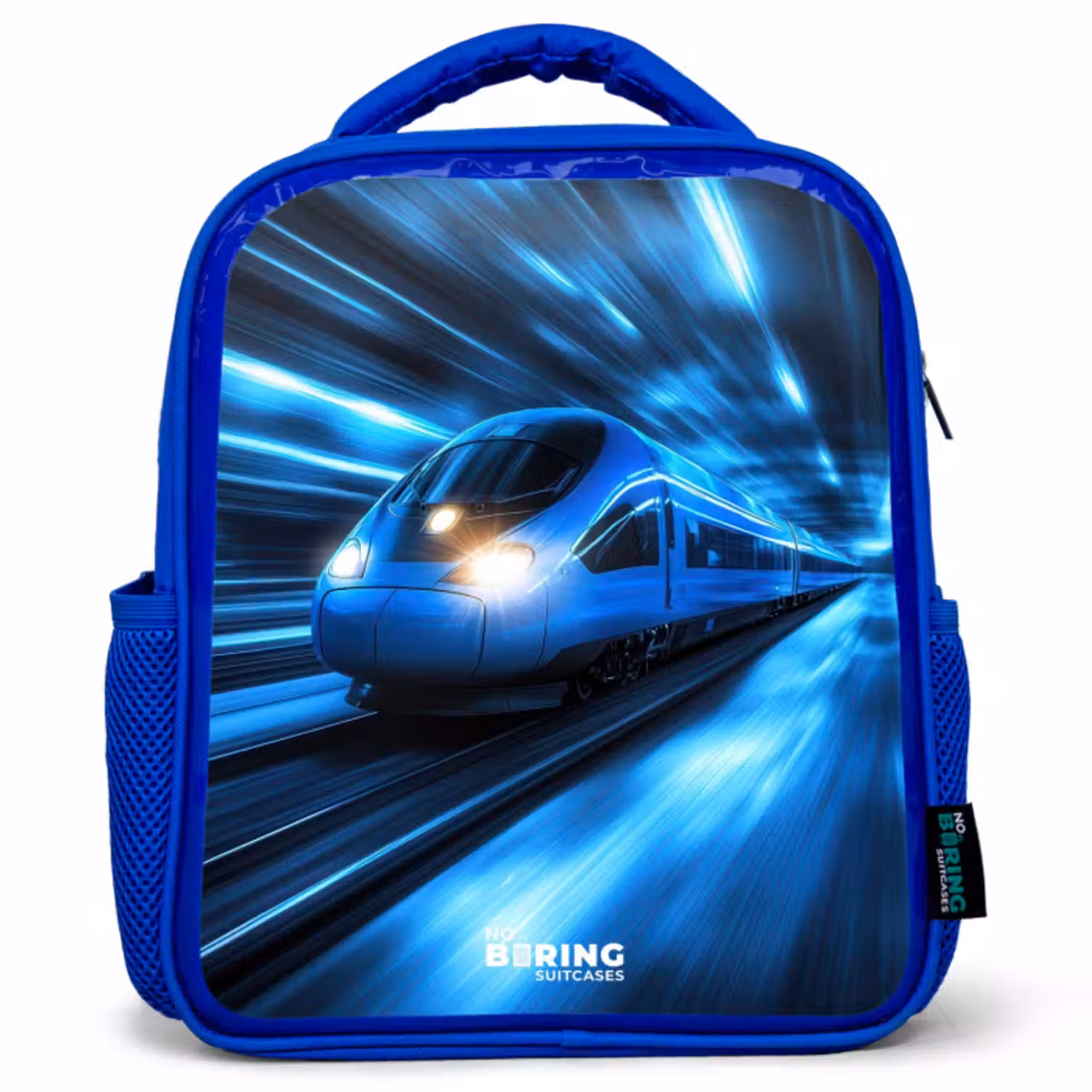 Kinderrucksack - Blau - Superschnellzug im neonblauen Tunnel