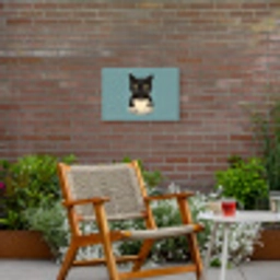Kat - Zwart - Koffie - Minimalistisch Tuinposter op houten frame 2 cm dik klein -sfeer3