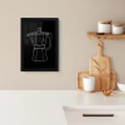 Mokkapot - Zwart - Wit - Lijntekening KitchenYeah - Keuken - Fotolijst klein -sfeer1