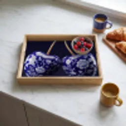 Porselein- Kersen - Delfts - Blauw Dienblad Rechthoek middel -sfeer2