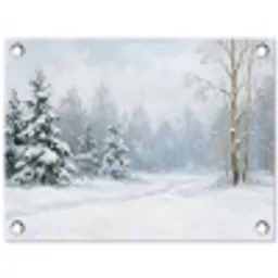 Bospad - Dennen - Sneeuw - Winter - Rustgevend tuinposter los doek klein -3d