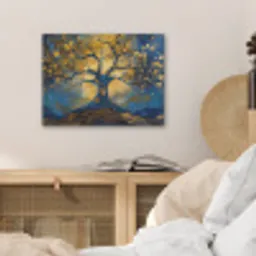 Boom - Levensboom - Blauw - Goud PET vilt klein -sfeer3