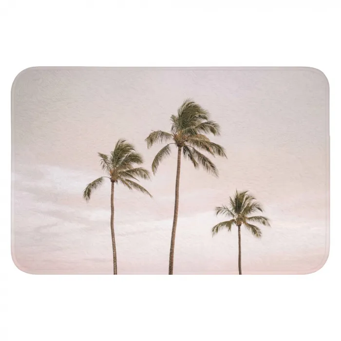 Palmbomen - Zonsondergang - Roze WCmat klein -3d
