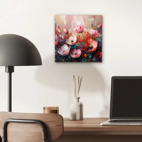 Klaprozen - Roze - Bloemen - Botanisch - Kunst aluminium wit klein -sfeer5