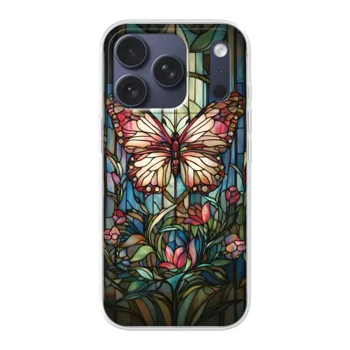 Vlinder - Roze - Bloemen - Bladeren Telefoonhoesje iPhone 17 Pro klein -3d