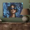 Vrouw - Blauw - Bloemen - Vlinders - Natuur PET vilt klein -sfeer2
