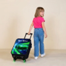 Sportauto - Groen - Snelheidslijnen - Neon Kinderkoffer - Zwart klein -sfeer1