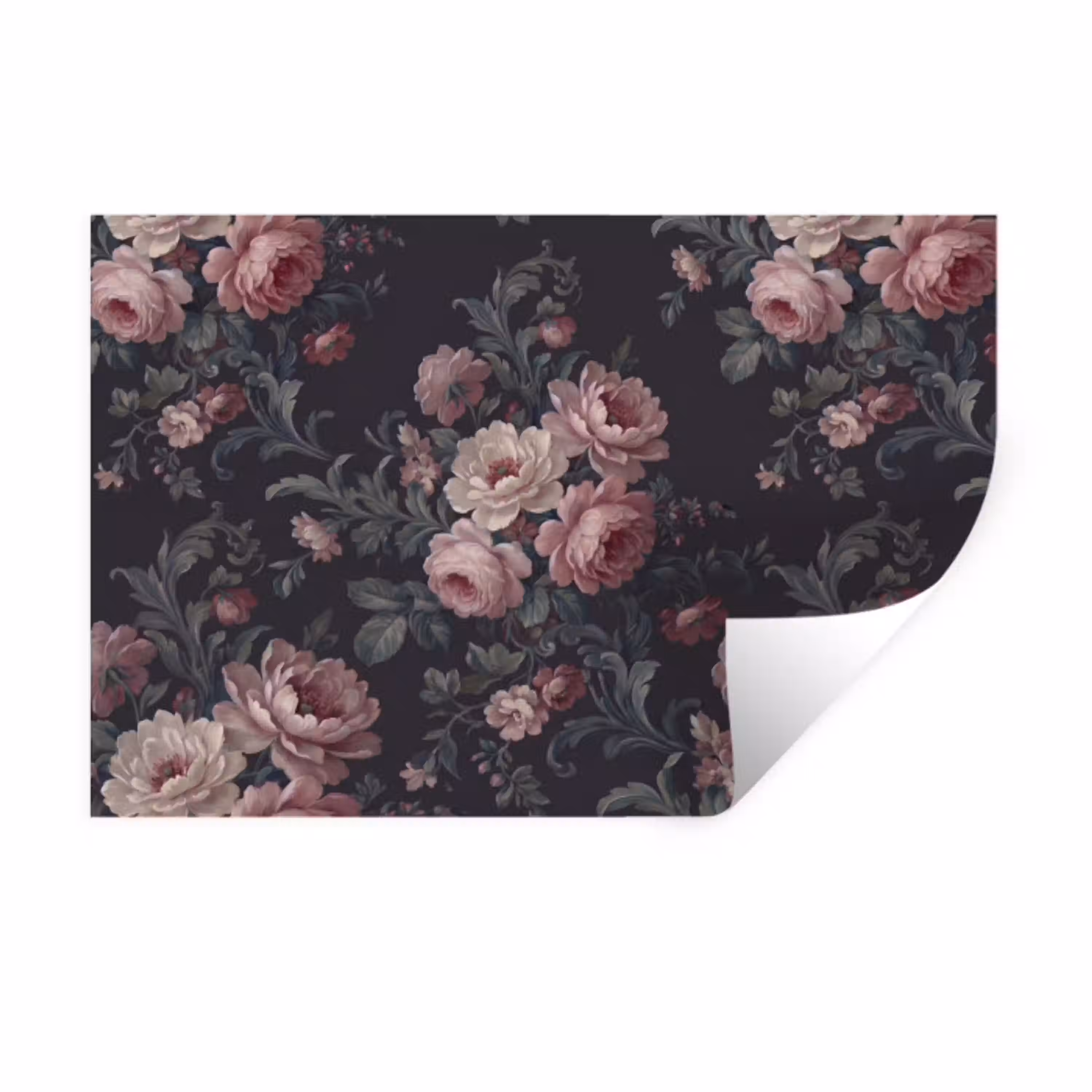 Bloemen - Patroon - Sierlijk - Roze - Donker Muursticker klein -3d