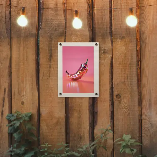 Disco - Peper - Roze tuinposter los doek klein -sfeer1