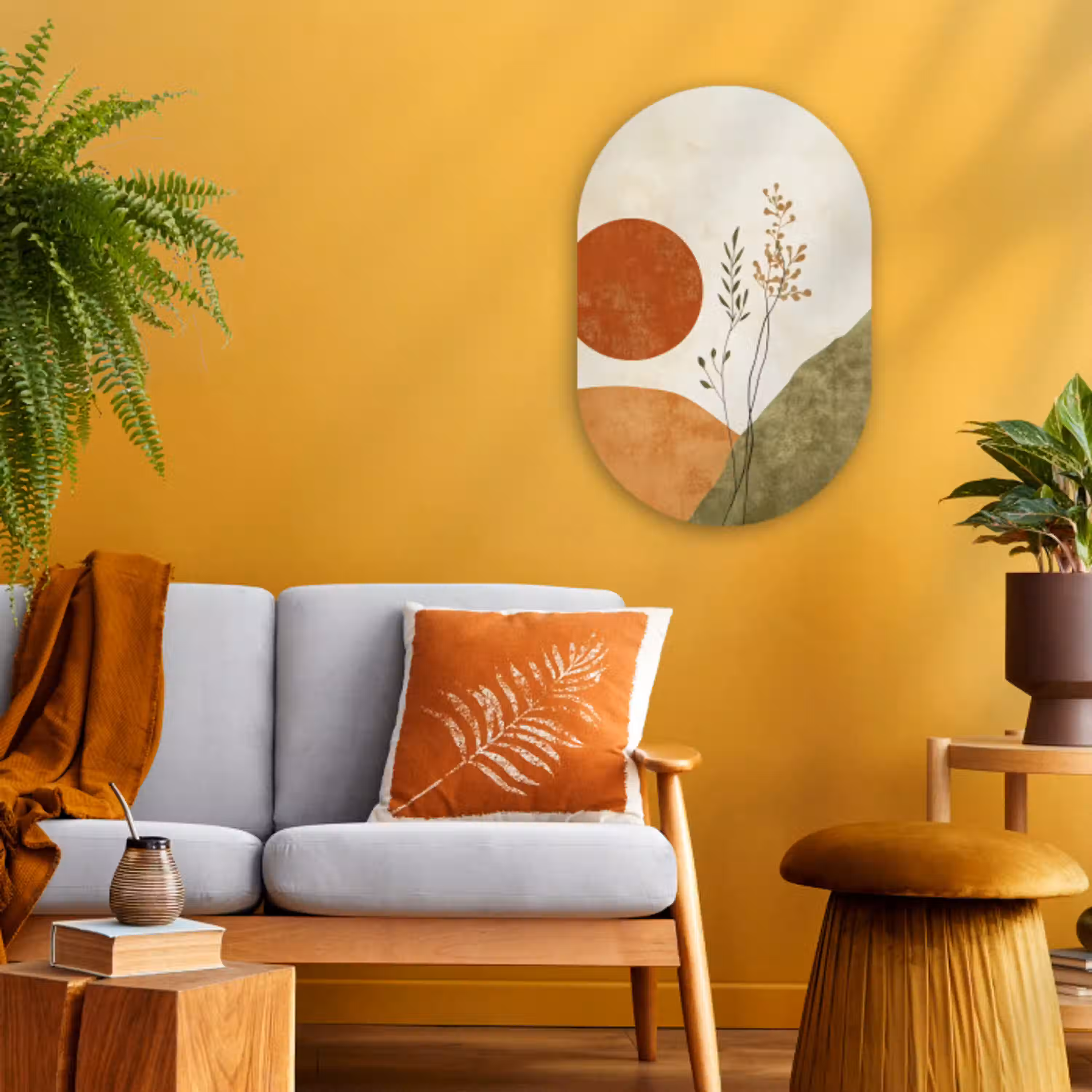 Zon - Abstract - Takken - Oranje Wandcirkel Ovaal Forex klein -sfeer4