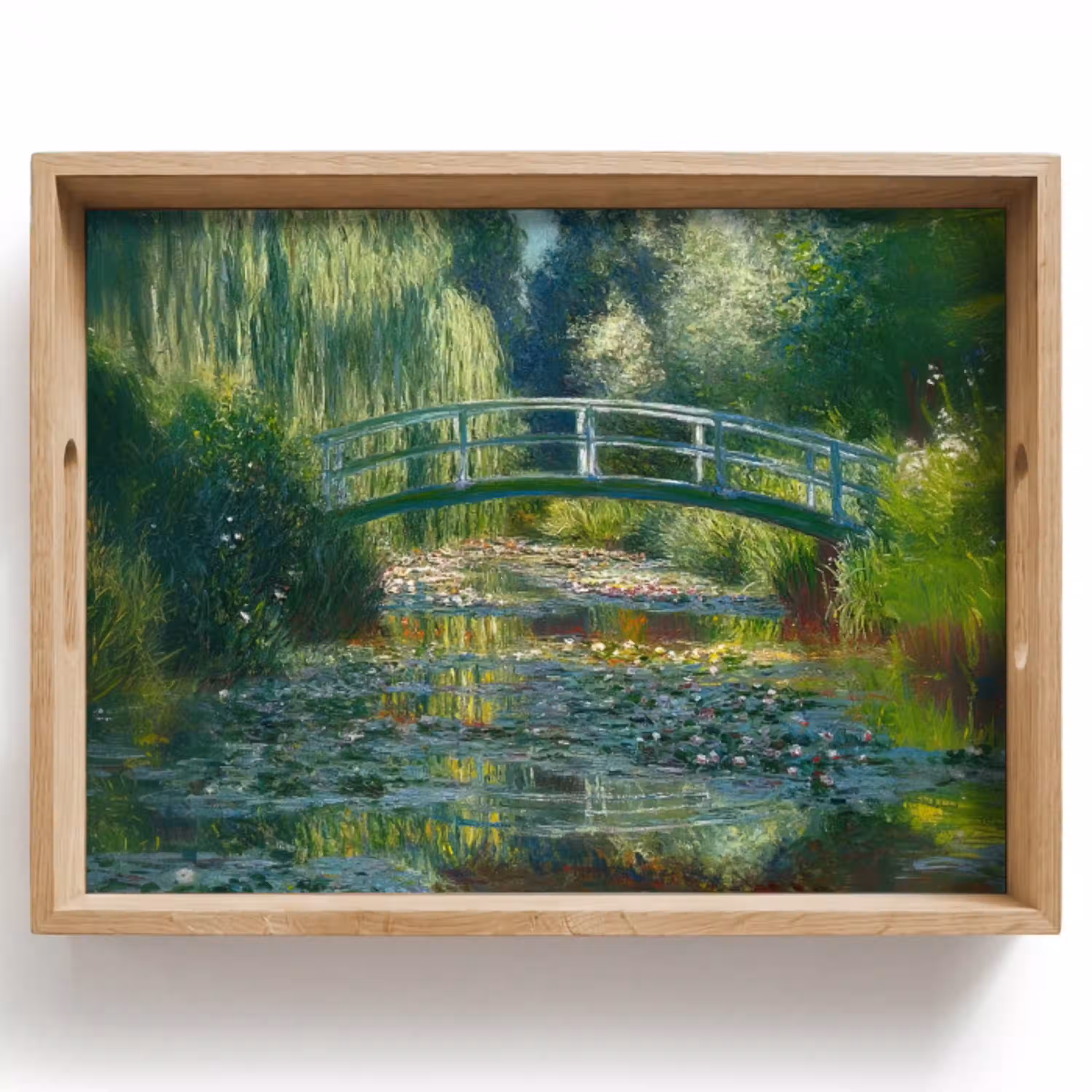 Brug - Hout - Vijver - Waterlelies Dienblad Rechthoek middel -z3d_shopping