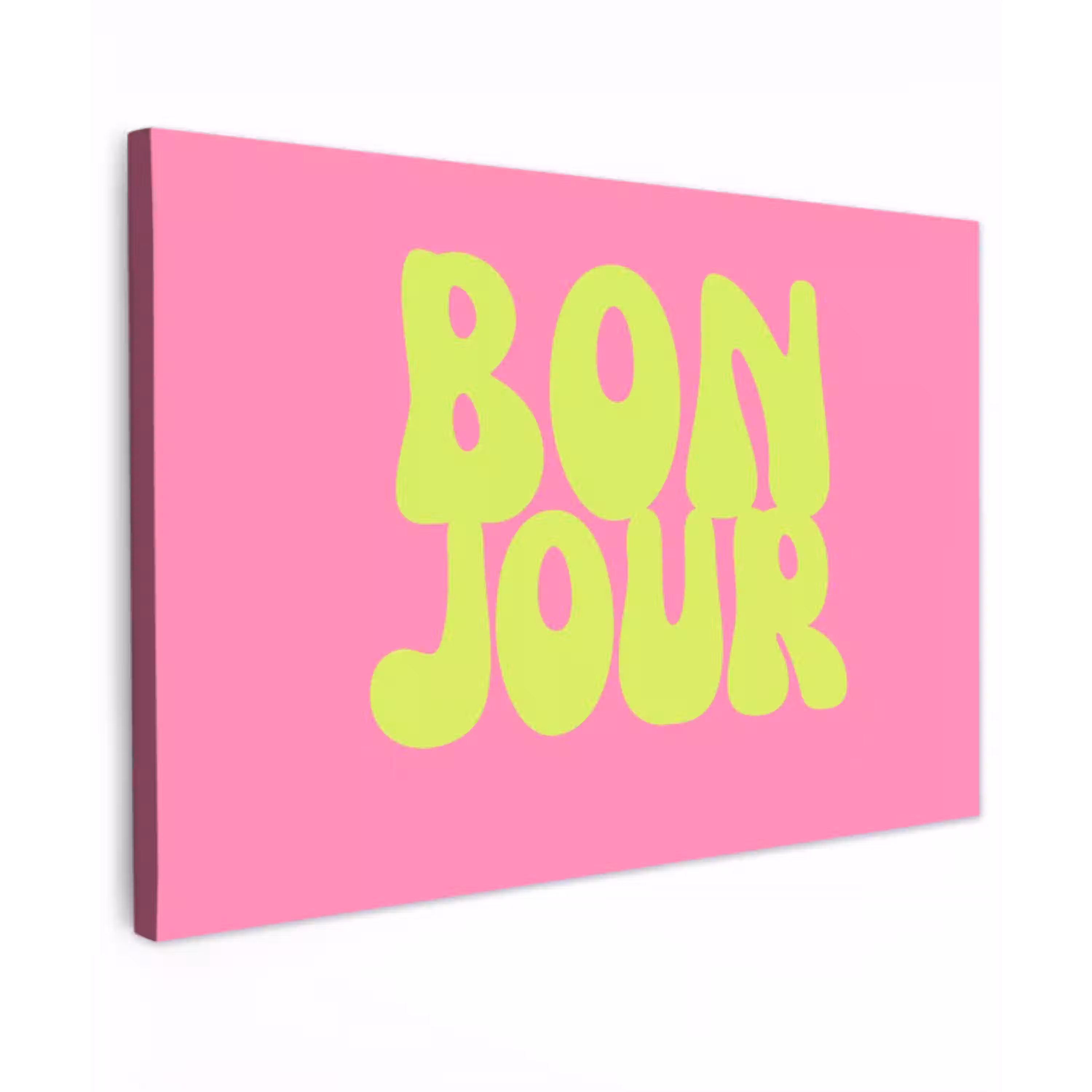 Bonjour - Roze - Fel groen canvas 2cm klein -z3d