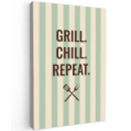 Quote - Strepen - Grill Tuinposter op houten frame 2 cm dik klein -3d
