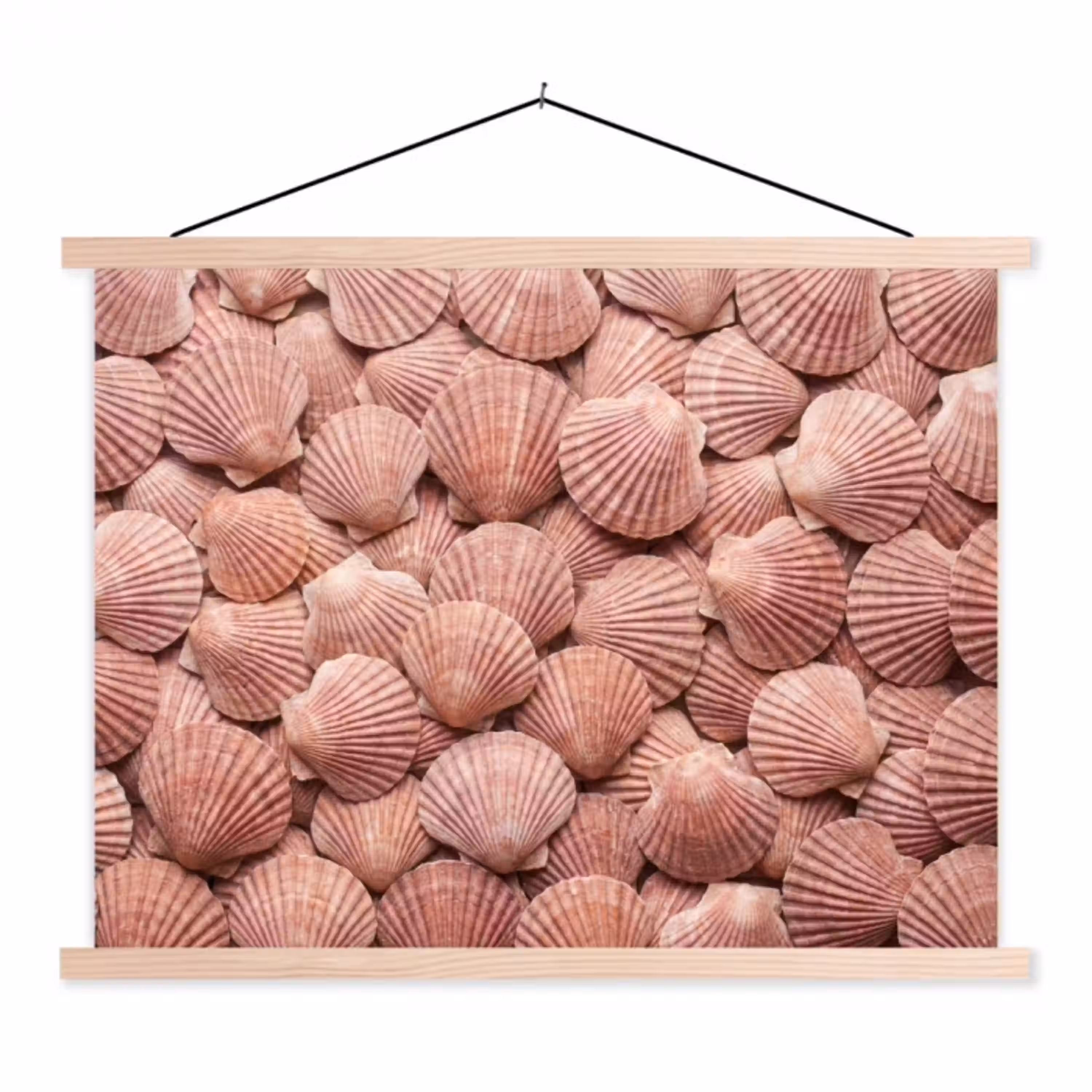 Schelpen - Patroon - Roze textielposter latten blank klein -3d