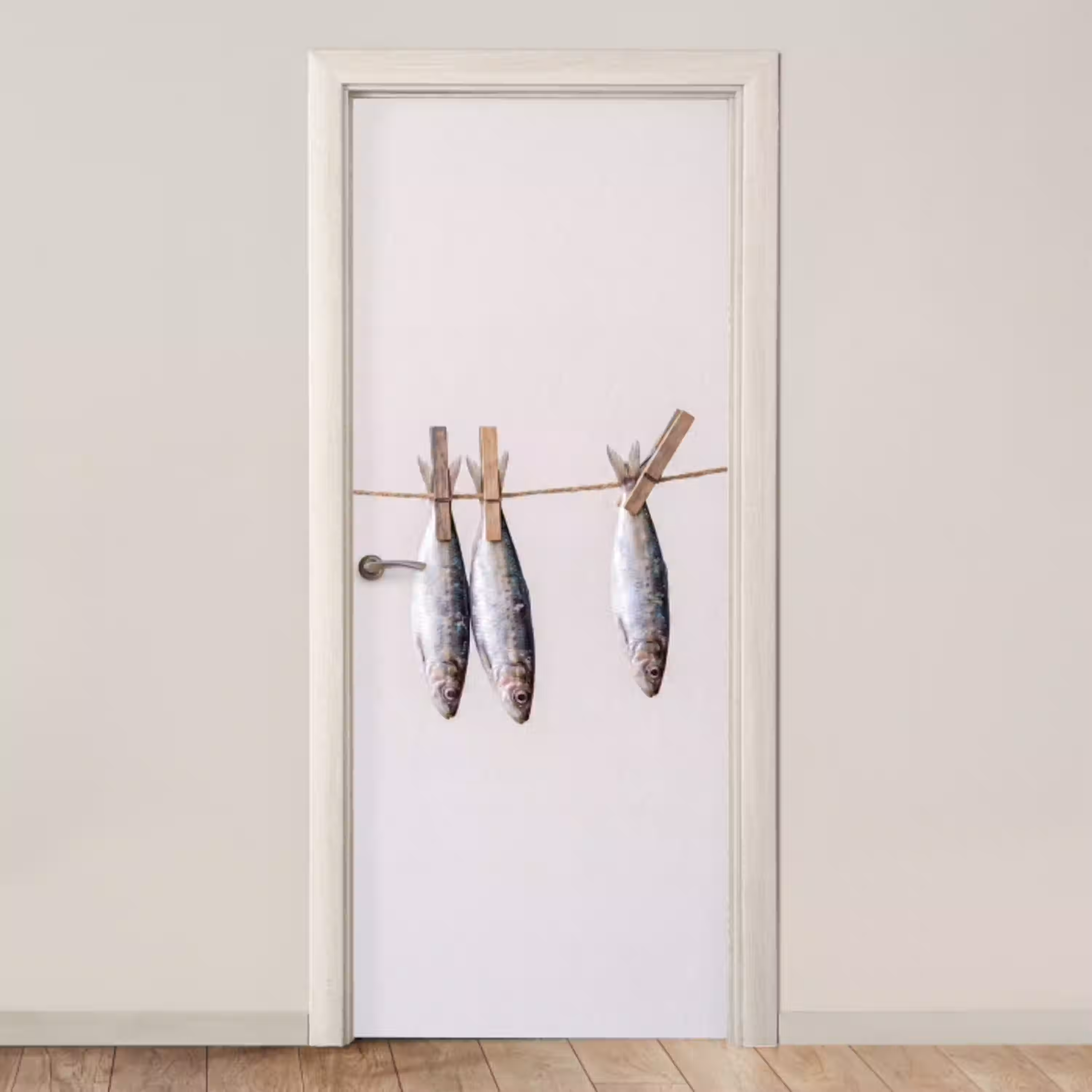 Vis - Hangend - Eten deurposter klein -3d_beige