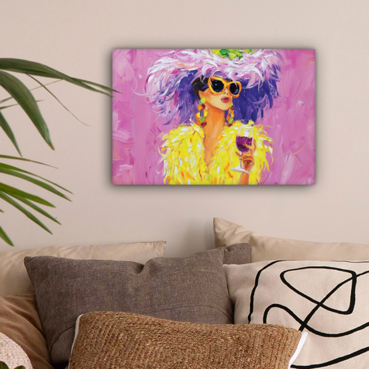 Zonnebril - Vrouw - Jas - Veren canvas 2cm klein -sfeer1