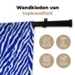 Zebra - Patroon - Kobalt - Blauw Wandkleed katoen klein 269 -sfeer2
