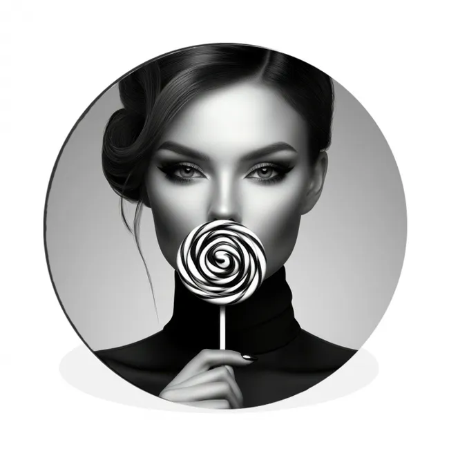 Muurcirkel aluminium Vrouw - Lolly - Zwart