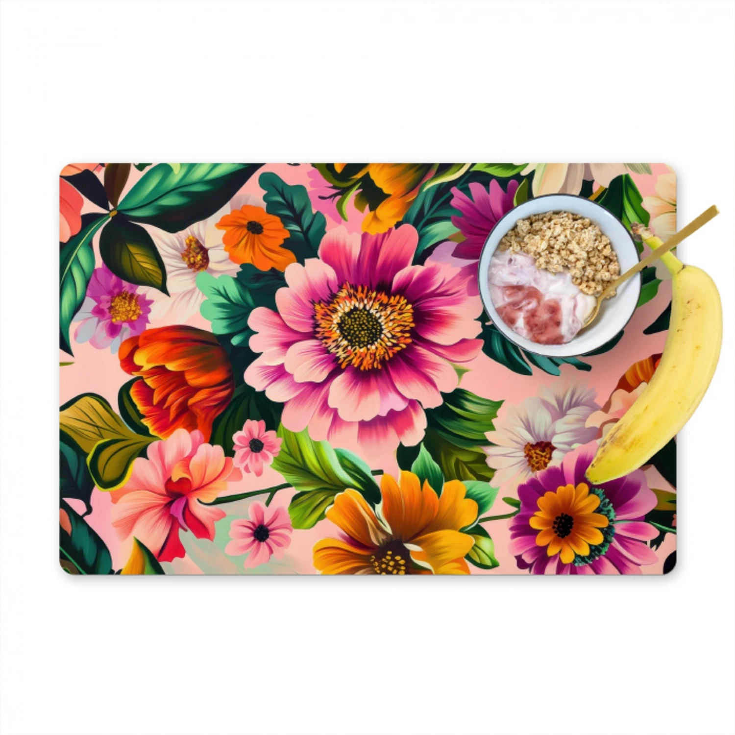 Bloemen - Kleurrijk - Roze Placemat vinyl groot -zzzproduct_Kitchenyeah-website