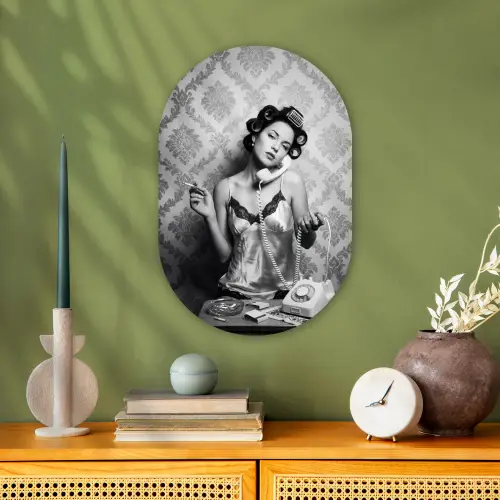 Chic - Vrouw - Zwart - Wit Wandcirkel Ovaal Forex klein -sfeer2