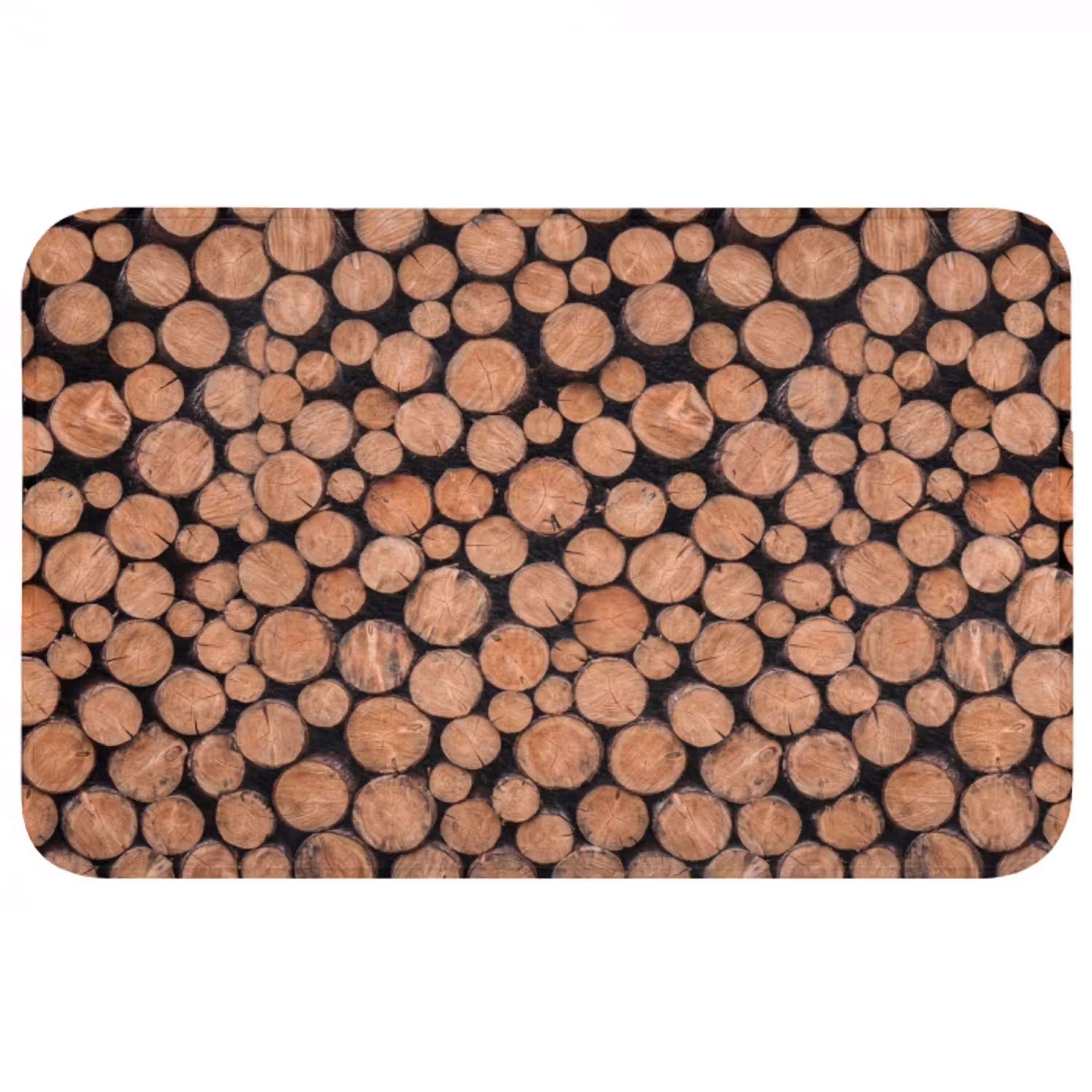 Houtblokken - Textuur - Patroon - Bruin - Rustiek Badmat middel -3d