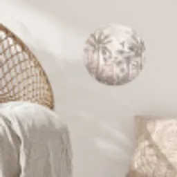 Jungle - Banenboom - Kolibrie - Beige Wandcirkel behangsticker klein -sfeer4