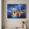 Skyline Toronto - Modern - Stadslicht - Blauw Textielframe zwart klein -sfeer2