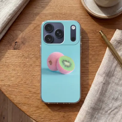 Kiwi - Blauw - Surrealistisch Telefoonhoesje iPhone 17 Pro klein -sfeer1