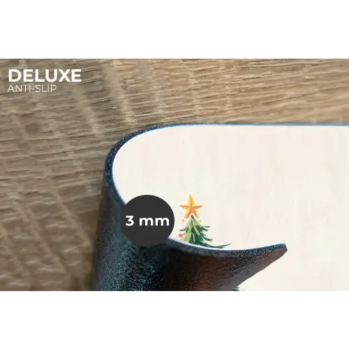 Kerstboom - Illustratie - Ster - Sneeuw Placemat vinyl groot -closeup