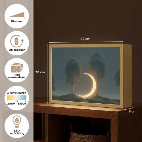 Maan - Bomen - Wandeling Light Box met batterij (Wandlamp) middel -USP_websiteoverzichtNL