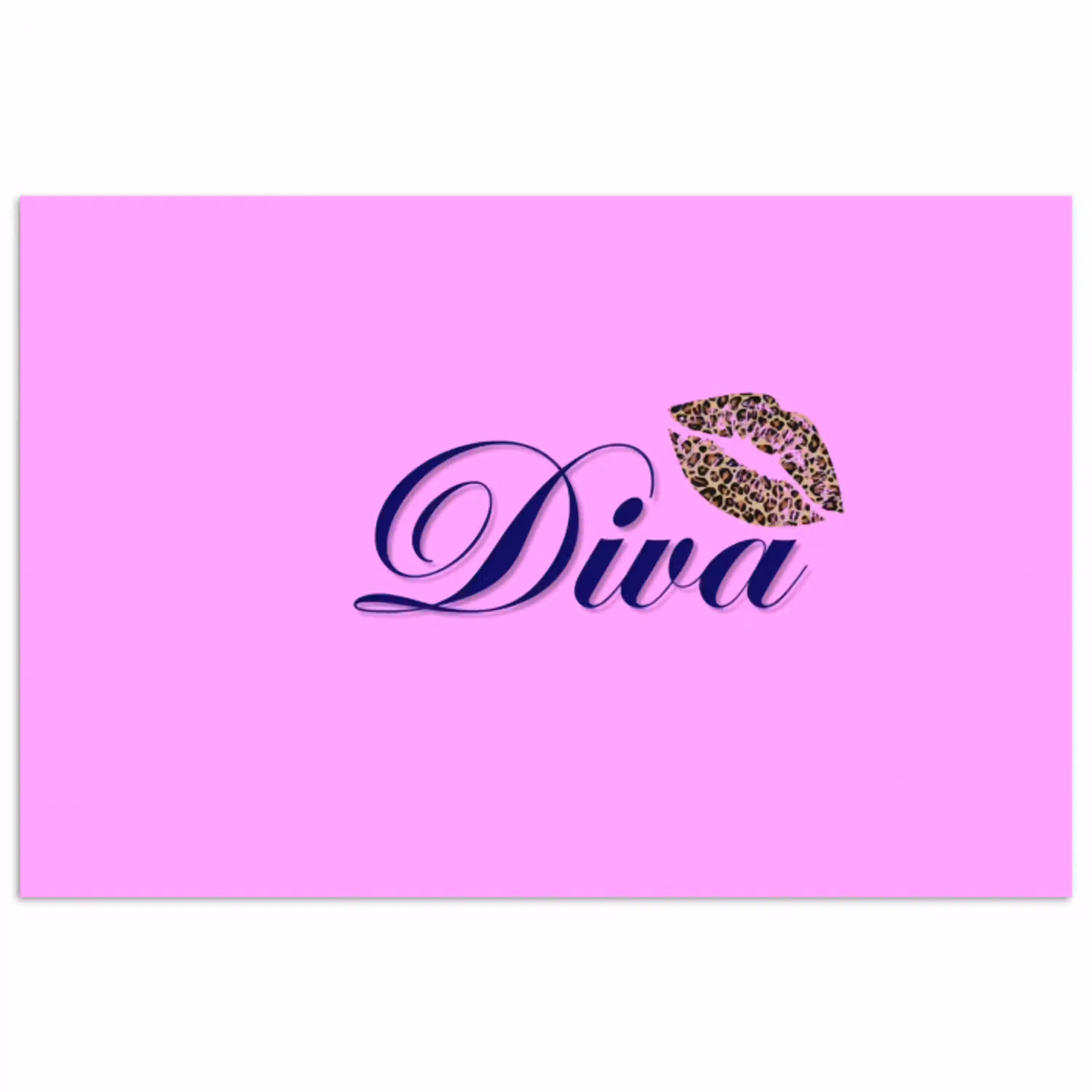 Diva - Lip - Panterprint - Roze poster papier klein -3d
