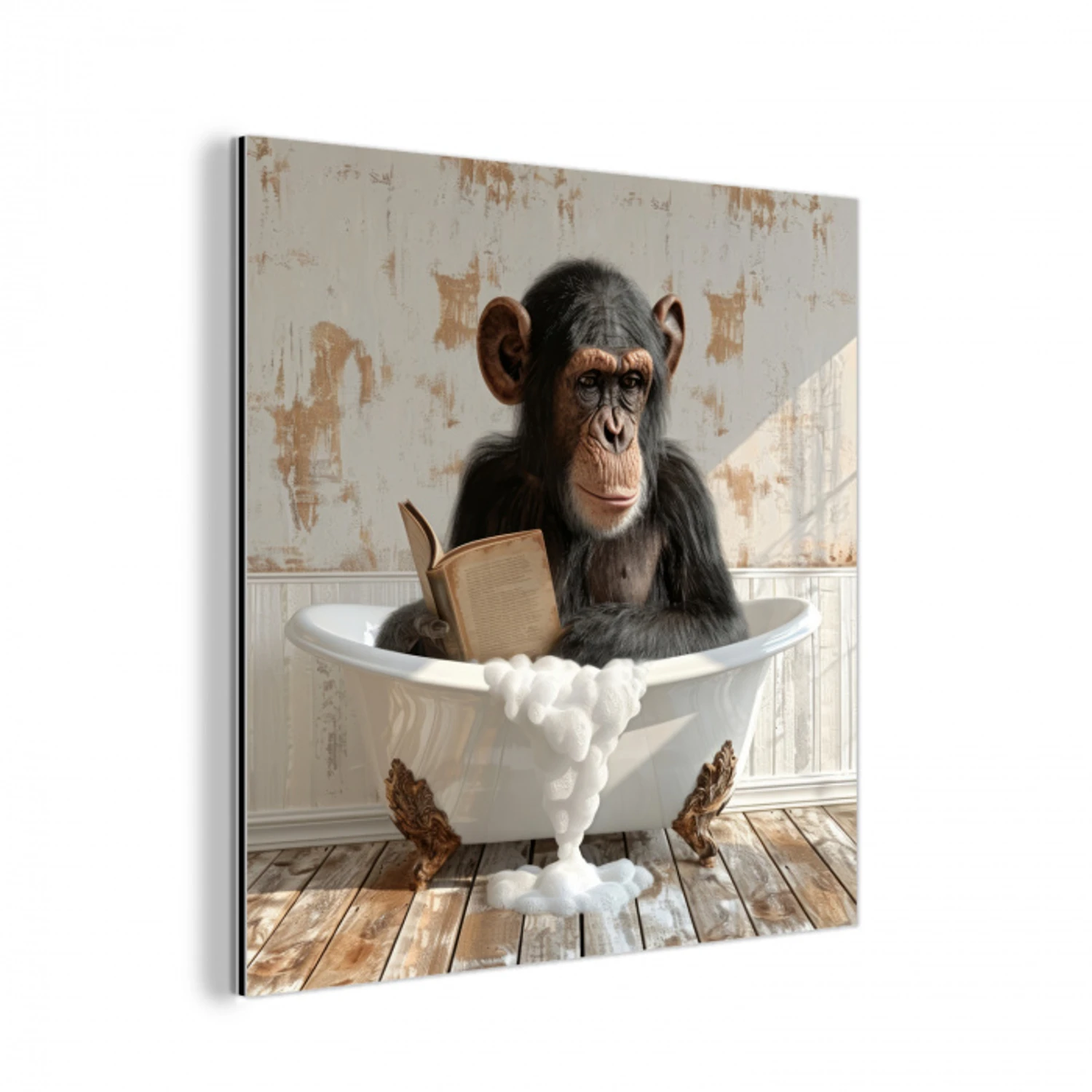 Vintage - Aap - Badkuip - Schuim - Dier aluminium wit klein -3d