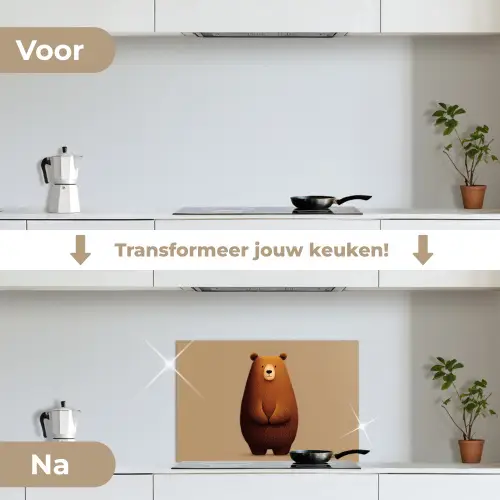 Beer - Minimalistisch - Bruin keuken achterwand spatscherm klein -voor_na_NL