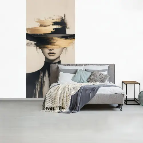 Vrouw - Hoed - Verf fotobehang vinyl groot -slaapkamer