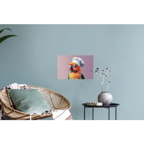 Papegaai - Koksmuts - Nieuwsgierig - Vogel Muursticker klein -plant