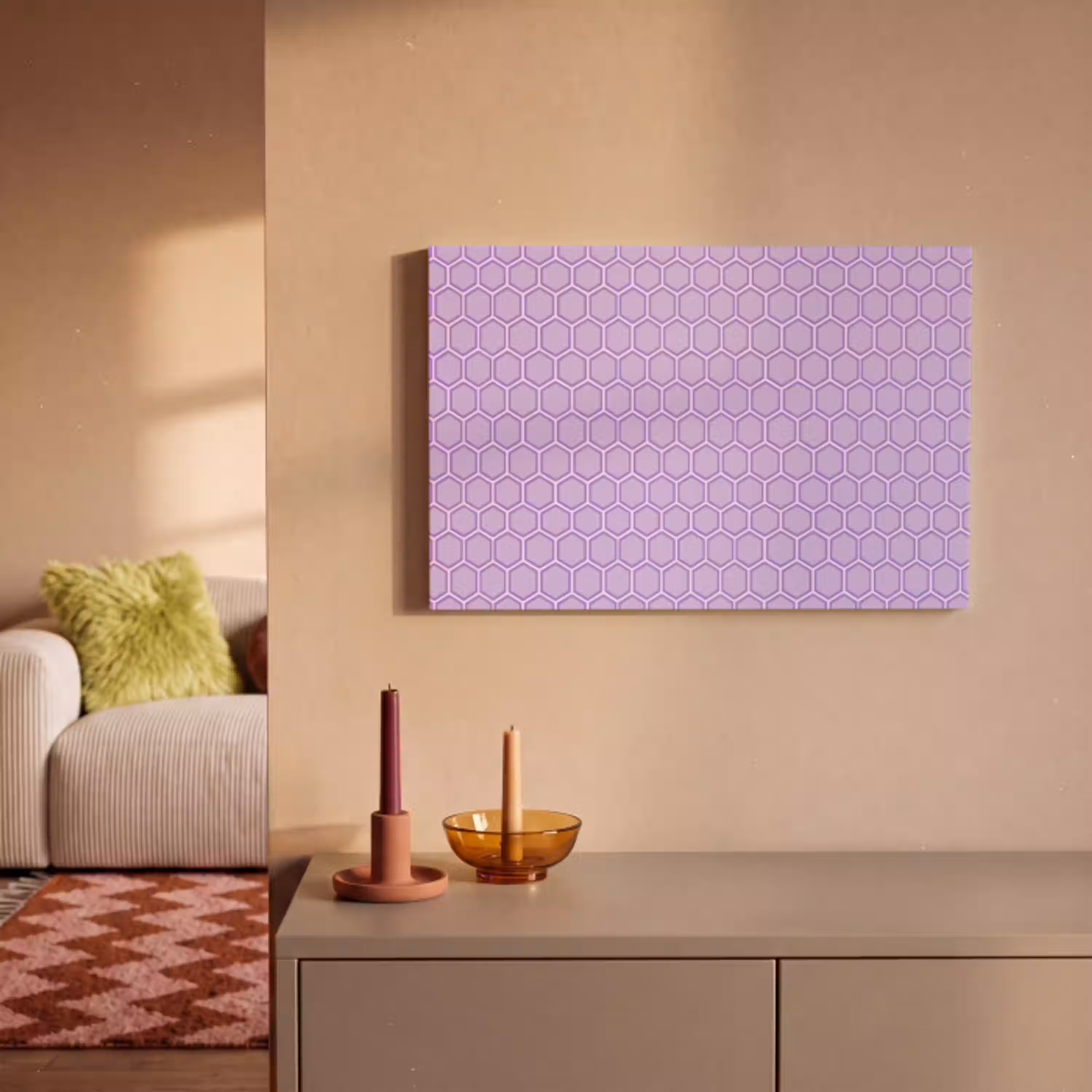 Paars - Geometrisch - Honeycomb - Bijenraat - Patroon canvas 2cm klein 34 -sfeer1