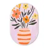Vaas - Gestreept - Bloemen - Oranje Wandcirkel Ovaal Glas middel -3d