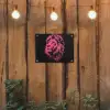 Leeuw - Zwart - Roze - Neon tuinposter los doek klein -sfeer1
