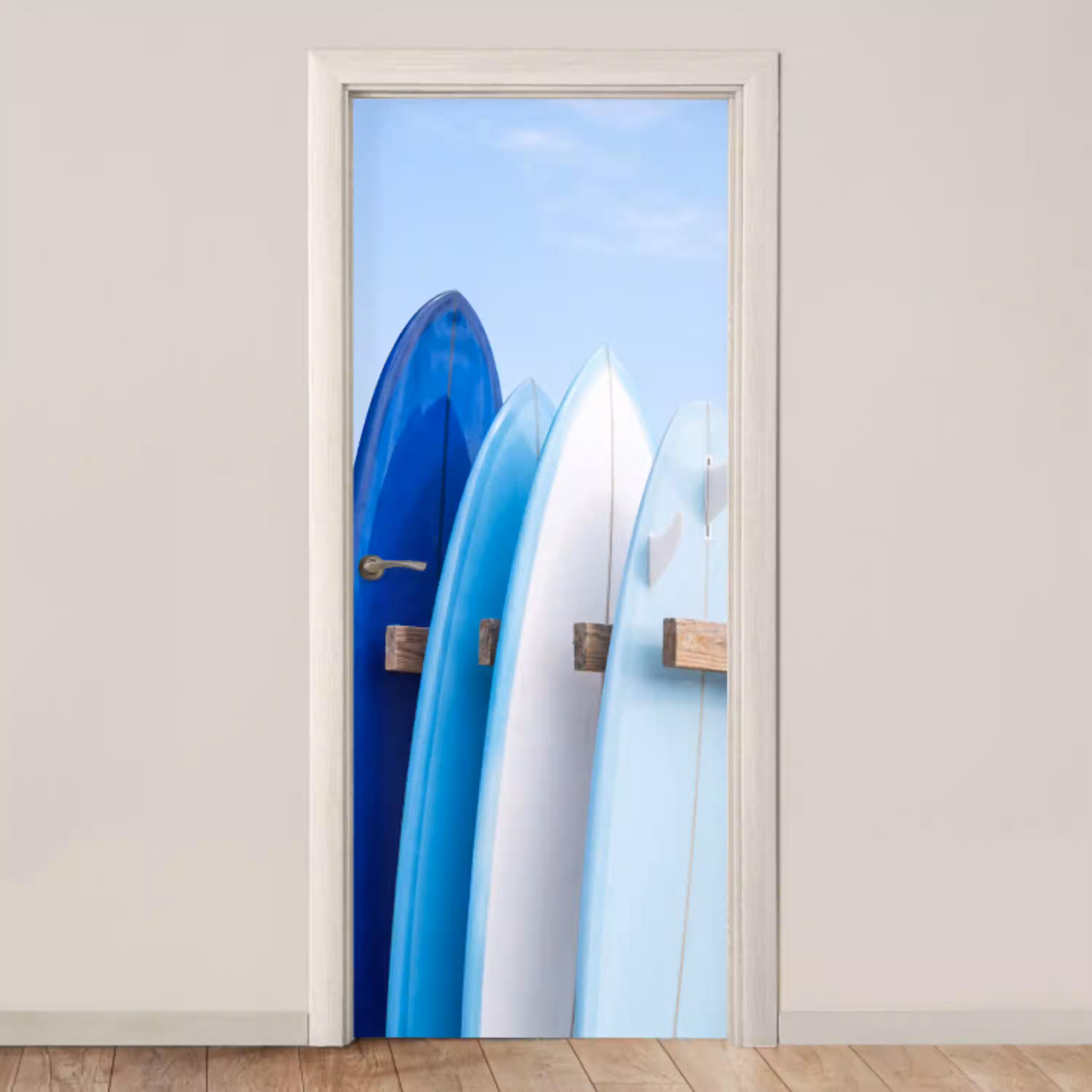 Surfplank - Strand - Zomer - Blauw - Water deurposter klein -3d_beige