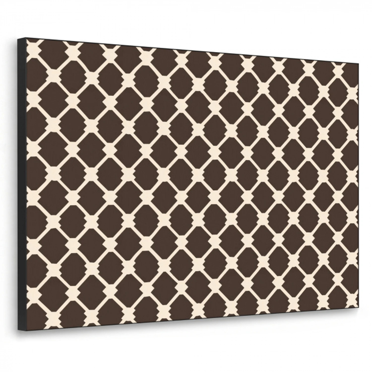 Bruin - Ruitpatroon - Geometrisch Textielframe zwart klein 947 -3d