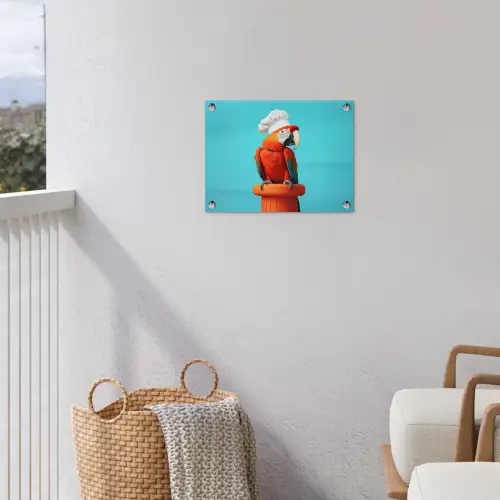 Ara - Koksmuts - Sokkel - Grappig tuinposter los doek klein -sfeer8