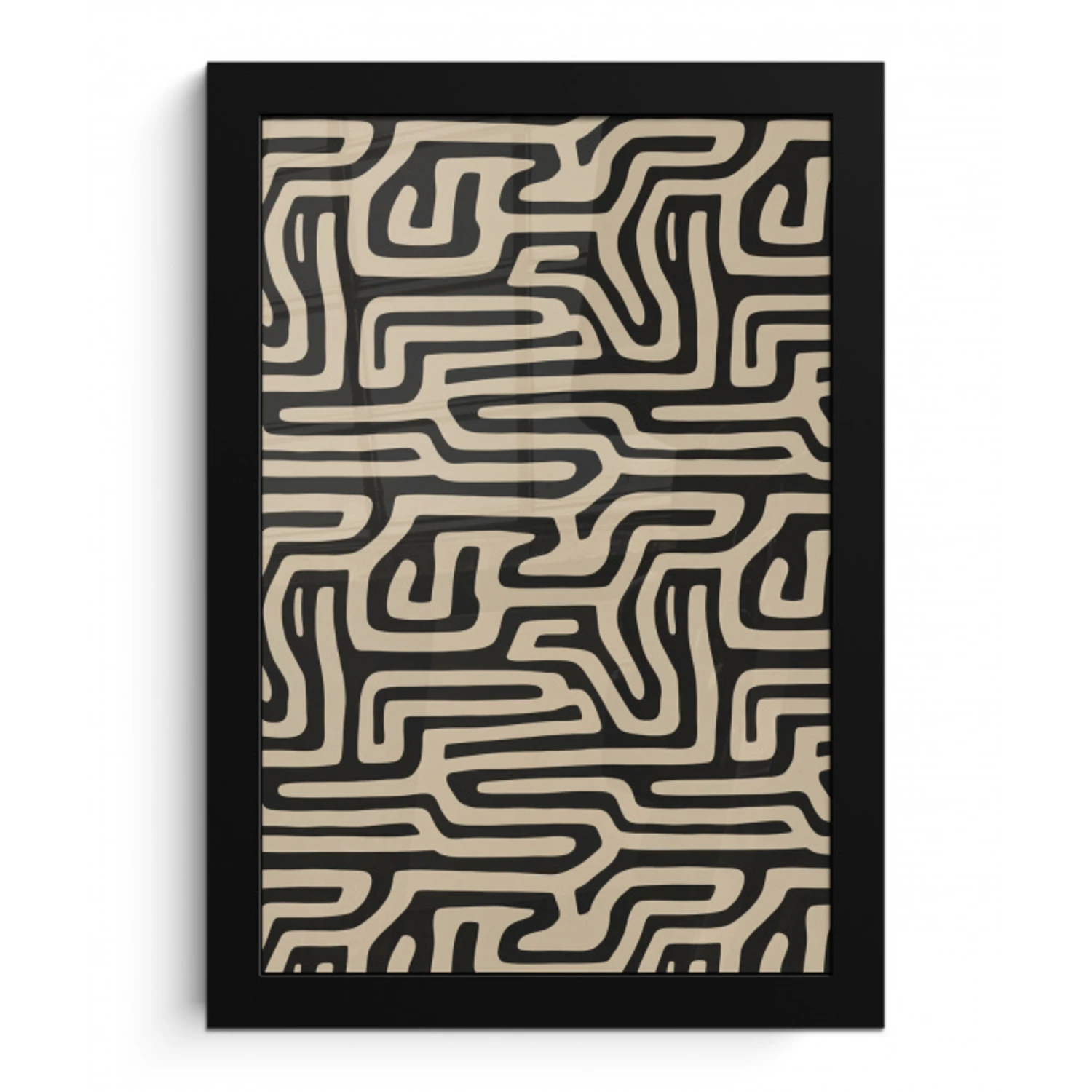 Grafisch - Lijnen - Zwart fotolijst zwart zonder passe partout klein 224 -3d
