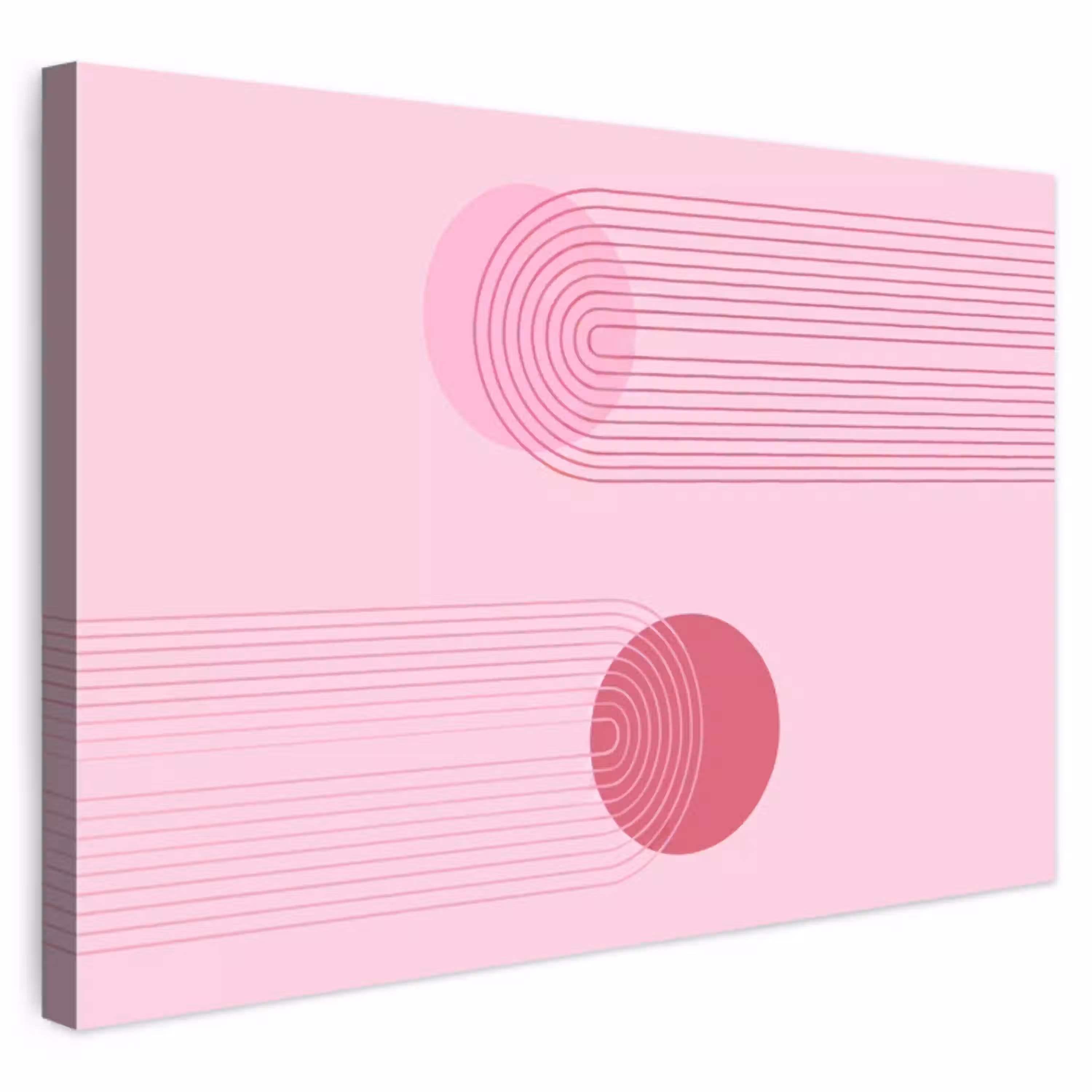 Vormen - Lijnen - Minimalistisch - Roze Tuinposter op houten frame 2 cm dik klein -3d