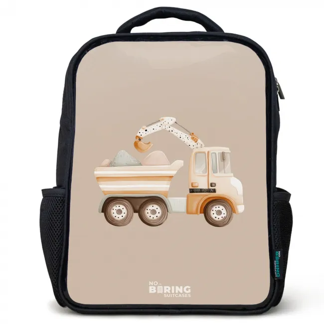 Gele kiepwagen in neutrale kleuren Rugzak - Zwart middel -3d