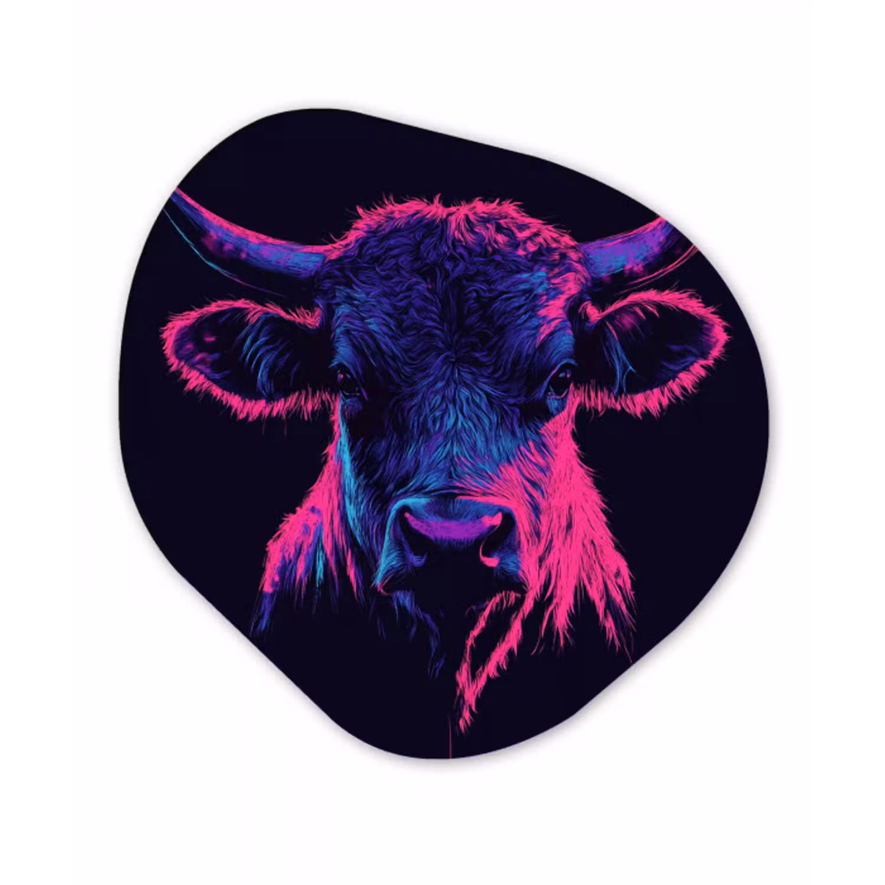 Stier - Neon - Zwart - Kleur Wandcirkel Organisch Aluminium middel -3d