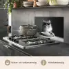 Langharige kat - Zonnebril - Spaghetti - Humor - Zwart - wit keuken achterwand spatscherm klein -usp_NL